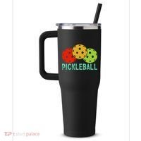 Retro Pickleball Logo 40oz Vacuum Insulated Stainless Steel Travel Tumbler thumb 2