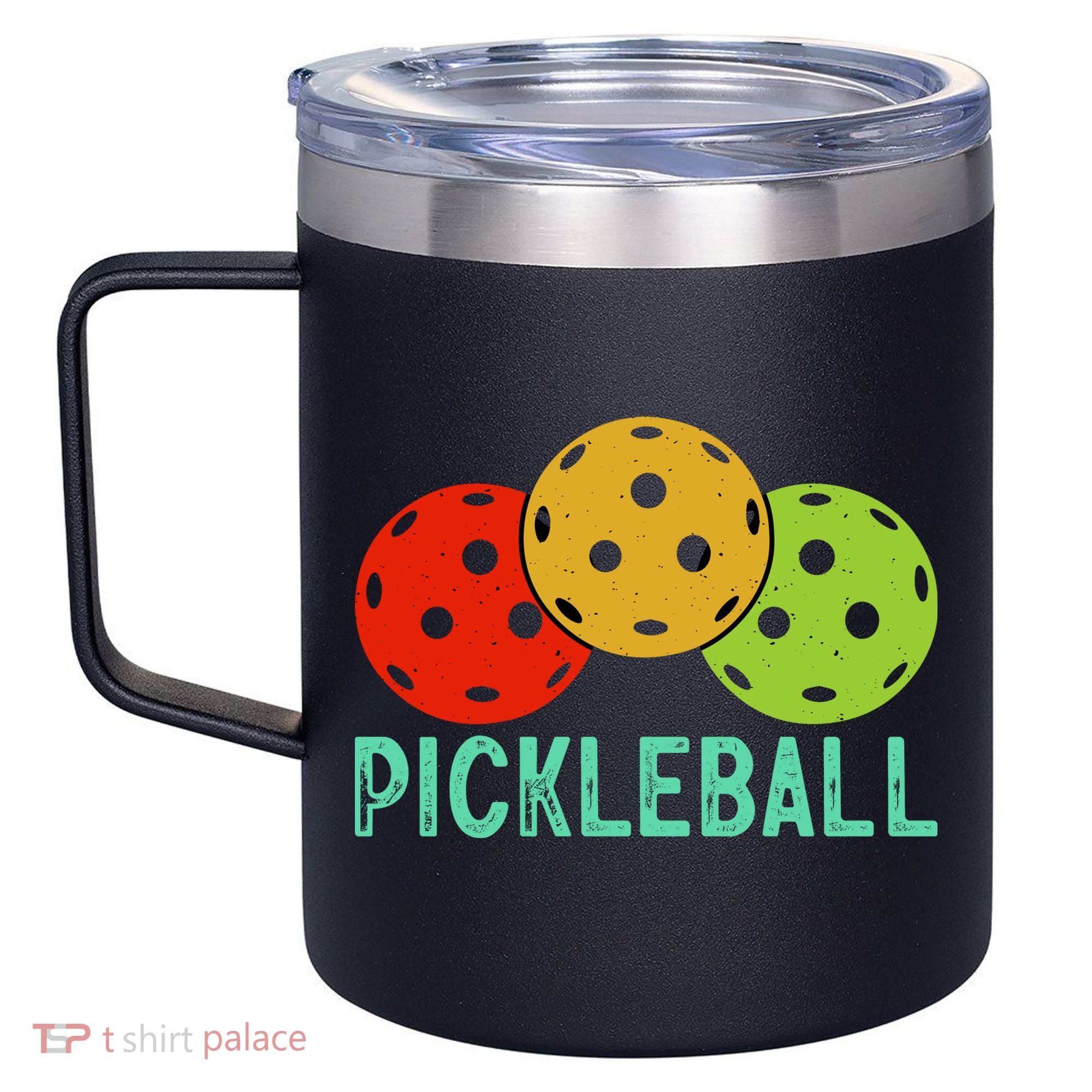 Retro Pickleball Logo 12oz Stainless Steel Coffee Mug