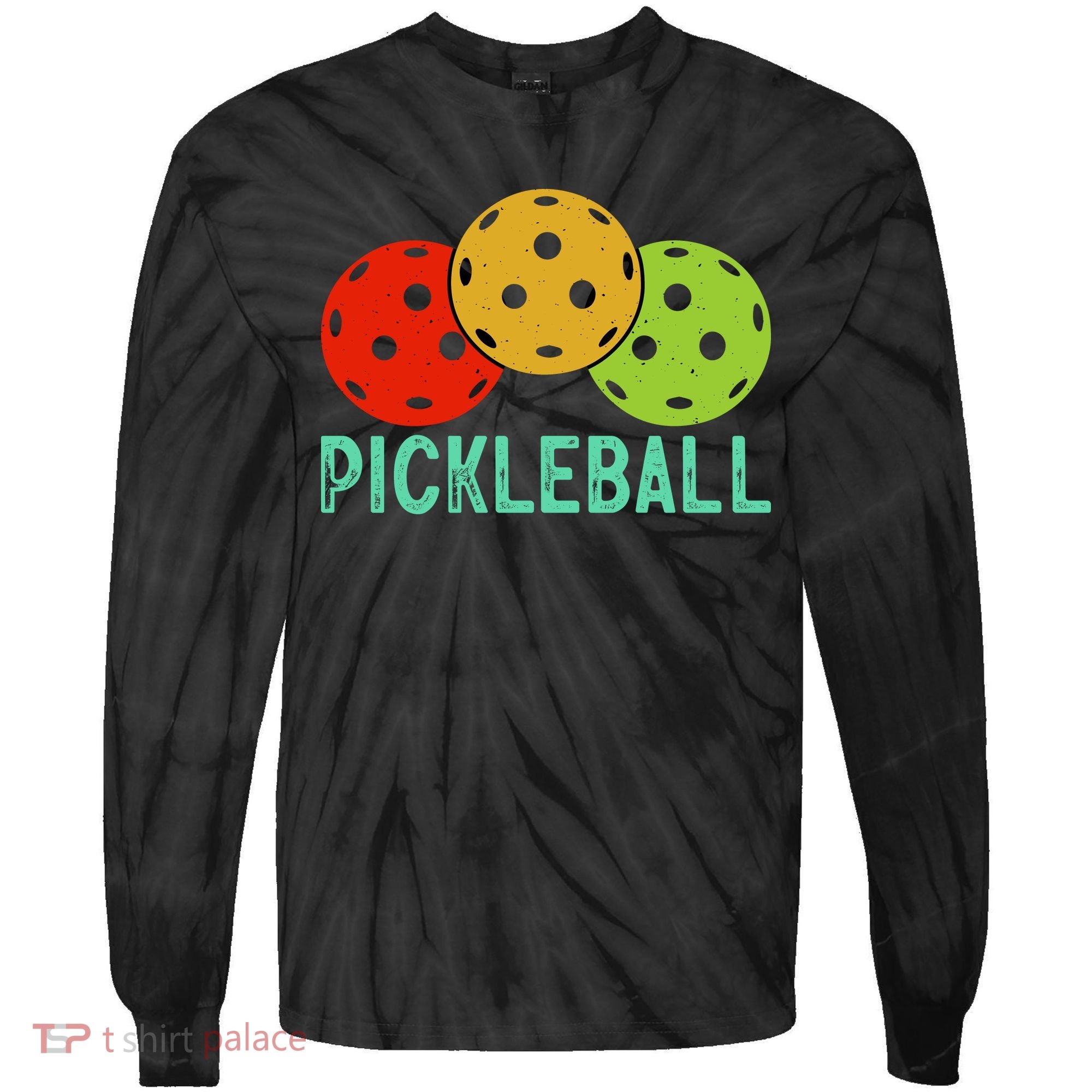 Retro Pickleball Logo Tie-Dye Long Sleeve Shirt