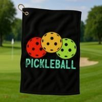 Retro Pickleball Logo Golf Towel thumb 1