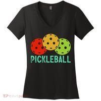 Retro Pickleball Logo Women's V-Neck T-Shirt thumb 0