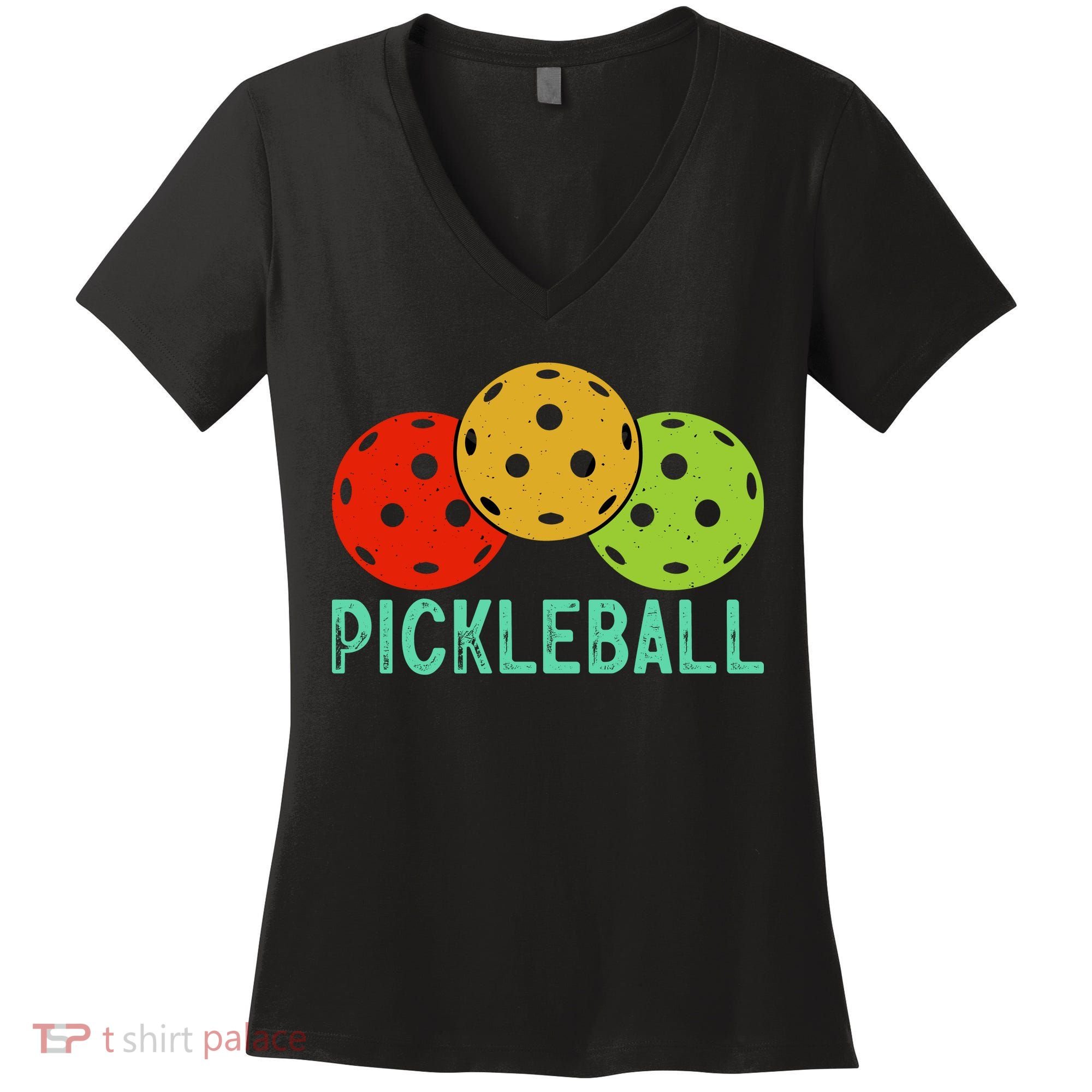Retro Pickleball Logo Women's V-Neck T-Shirt
