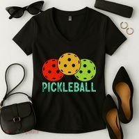 Retro Pickleball Logo Women's V-Neck T-Shirt thumb 2