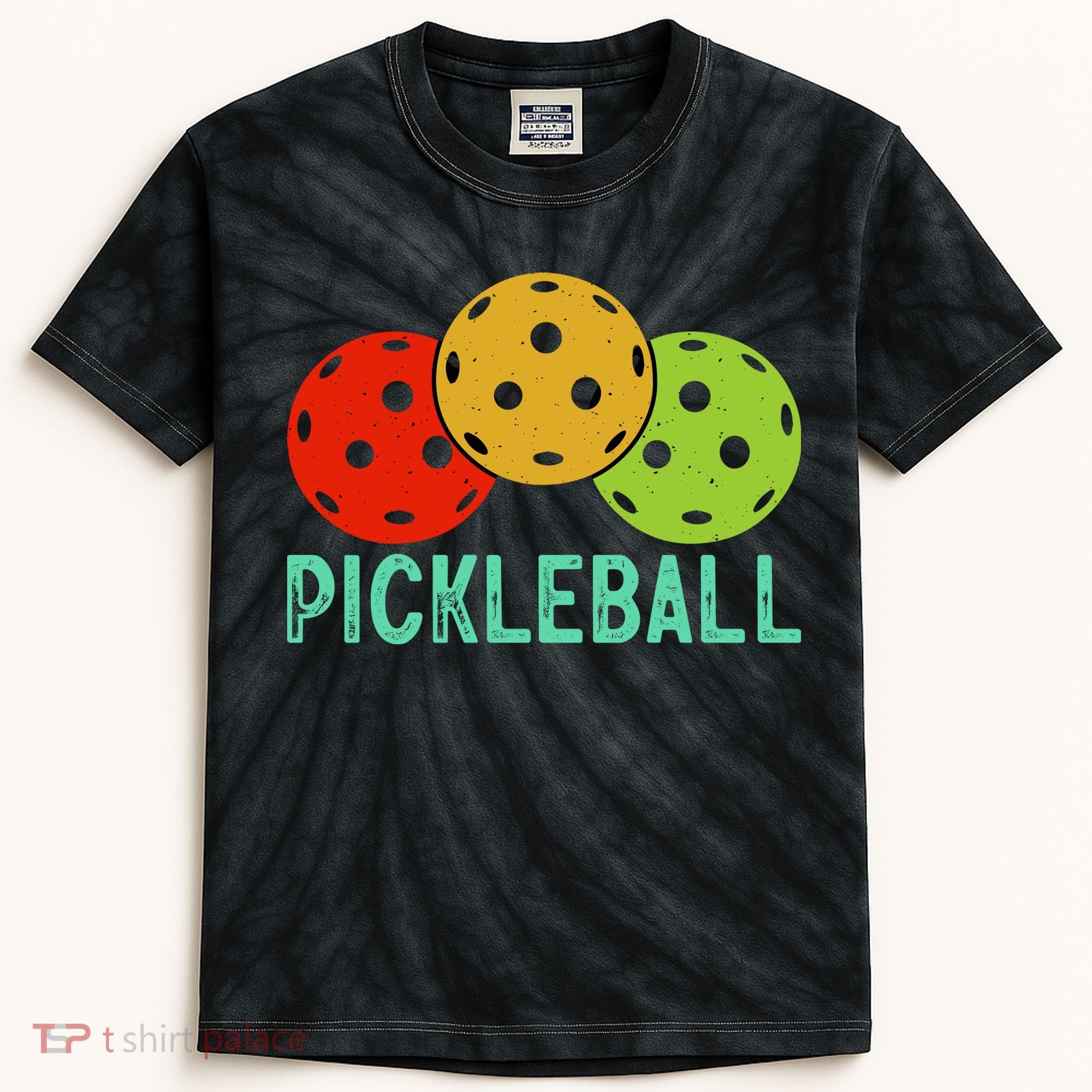 Retro Pickleball Logo Kids Tie-Dye T-Shirt