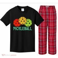 Retro Pickleball Logo Kids Plaid Pajama Set thumb 0