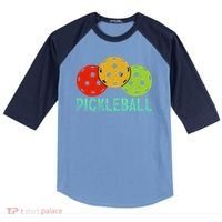 Retro Pickleball Logo Raglan Baseball Sleeve Shirt thumb 0
