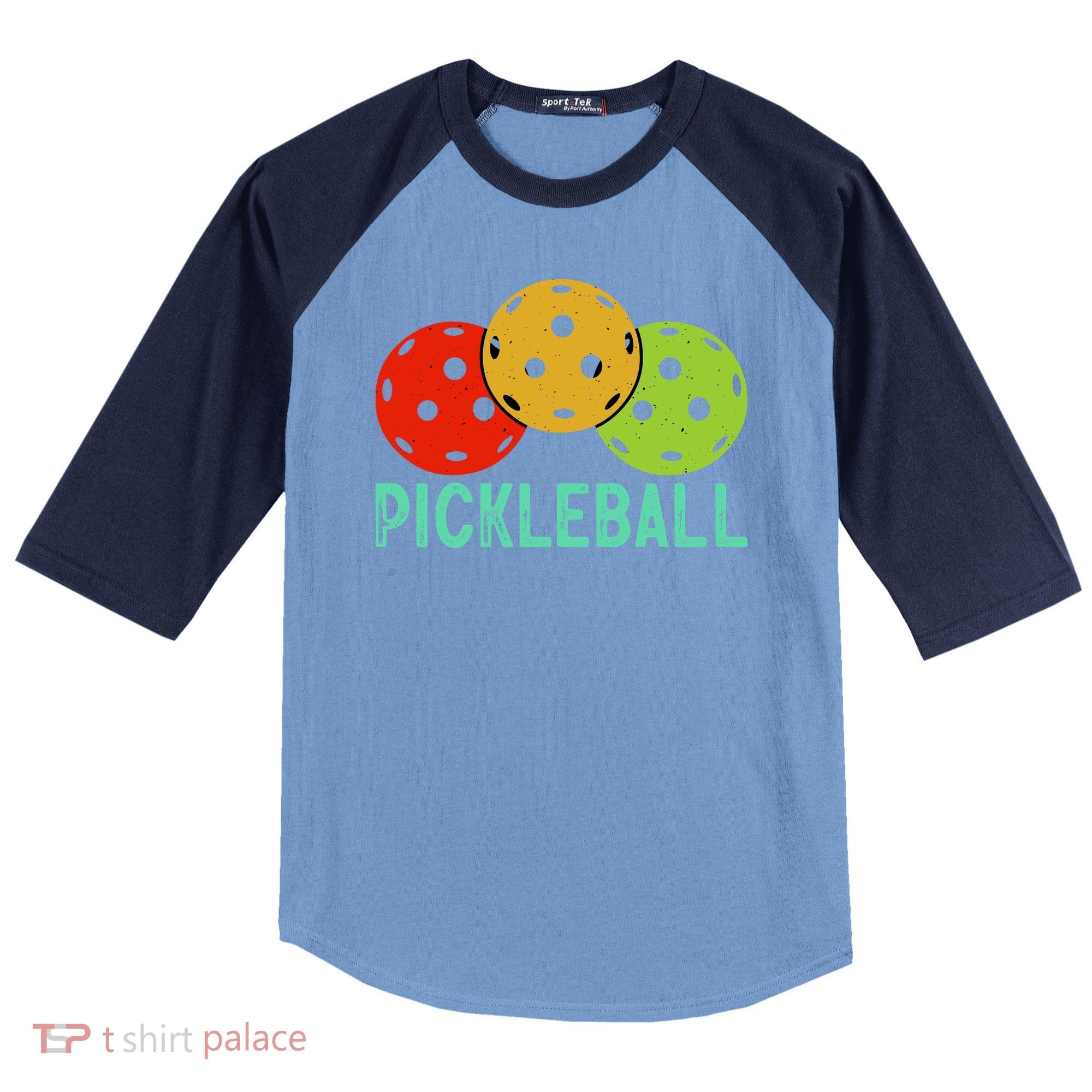 Retro Pickleball Logo Raglan Baseball Sleeve Shirt