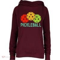 Retro Pickleball Logo Womens Funnel Neck Pullover Hood thumb 0
