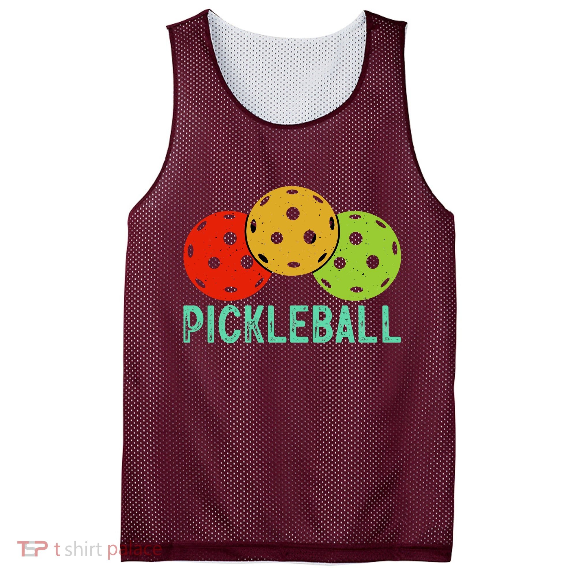 Retro Pickleball Logo Mesh Reversible Basketball Jersey Tank