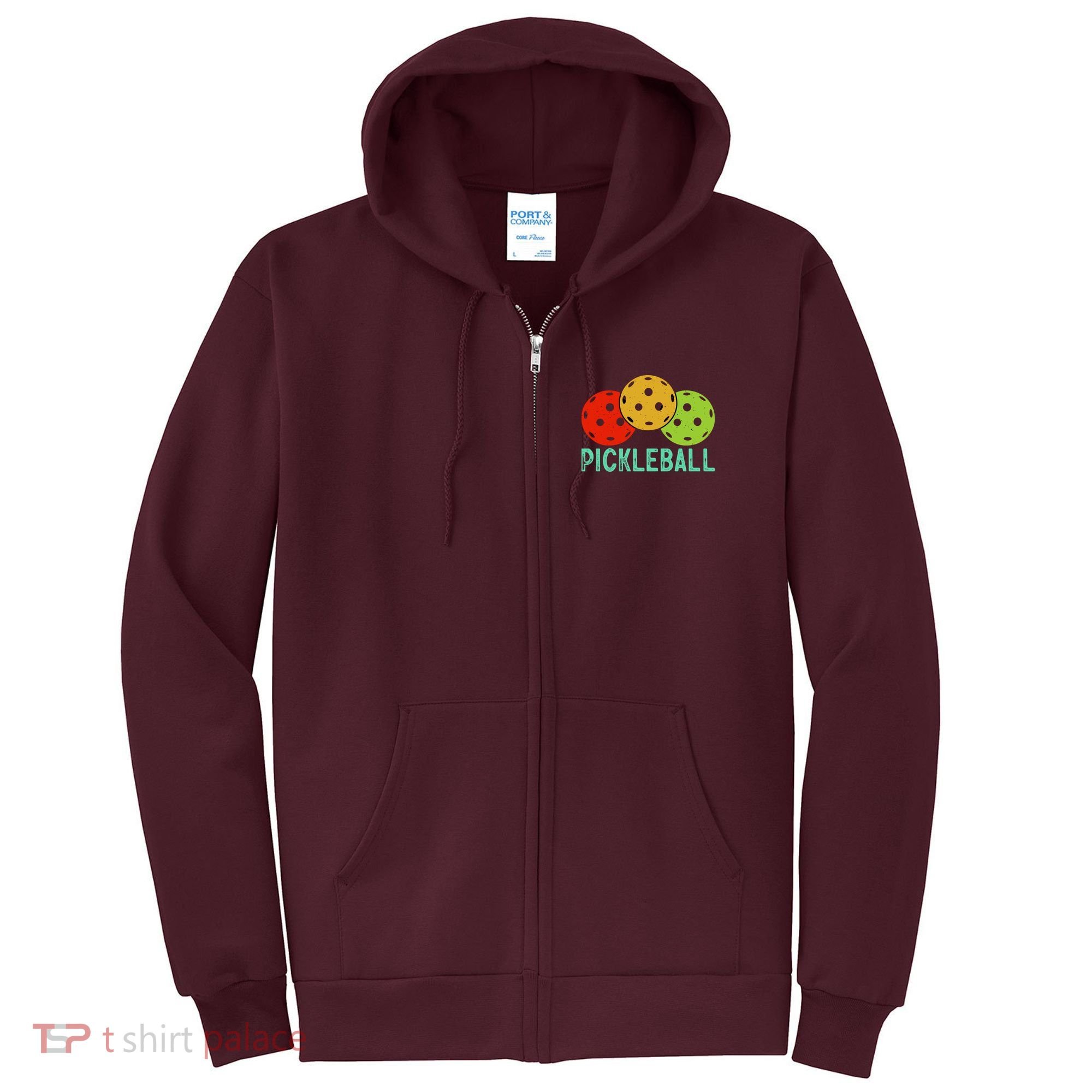 Retro Pickleball Logo Full Zip Hoodie