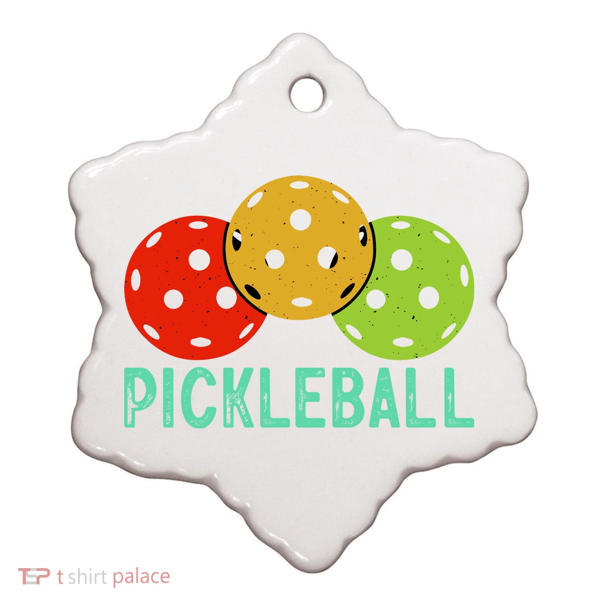Retro Pickleball Logo Ceramic Ornament