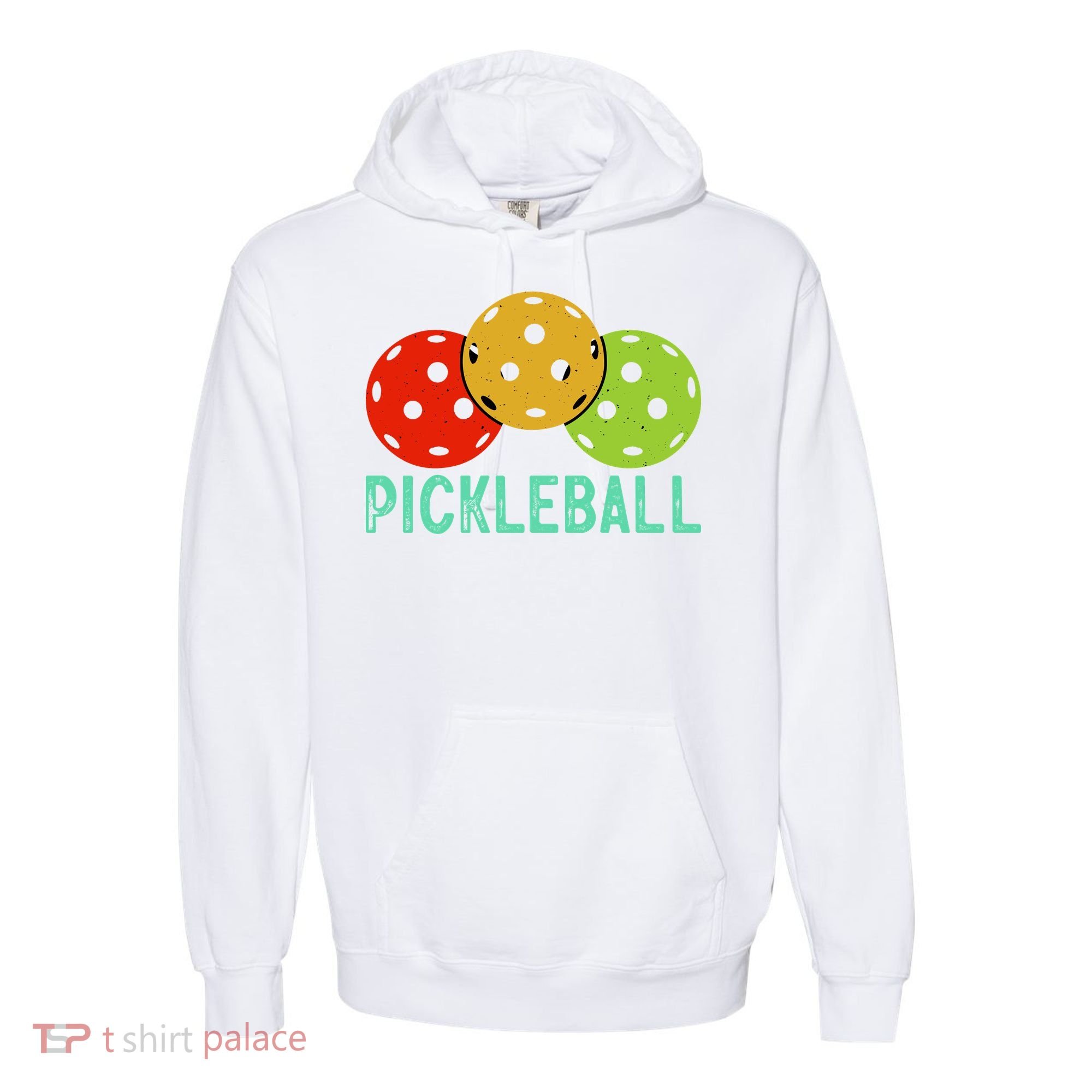 Retro Pickleball Logo Comfort Colors Garment-Dyed Hooded Sweatshirt