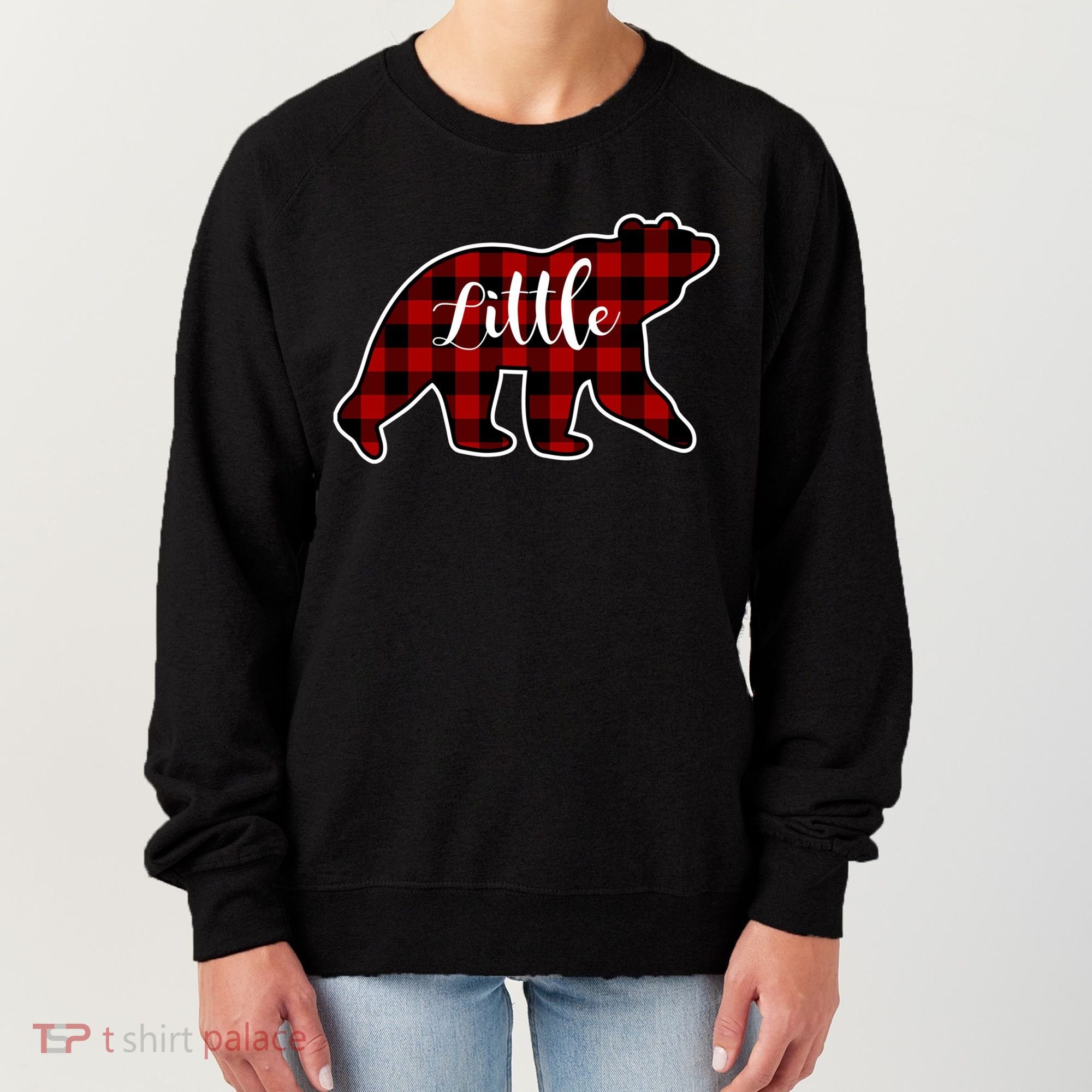 Red Plaid Little Bear Matching Family Group Gift Women's Sweatshirt