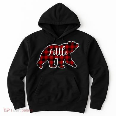 Red Plaid Little Bear Matching Family Group Gift Hoodie