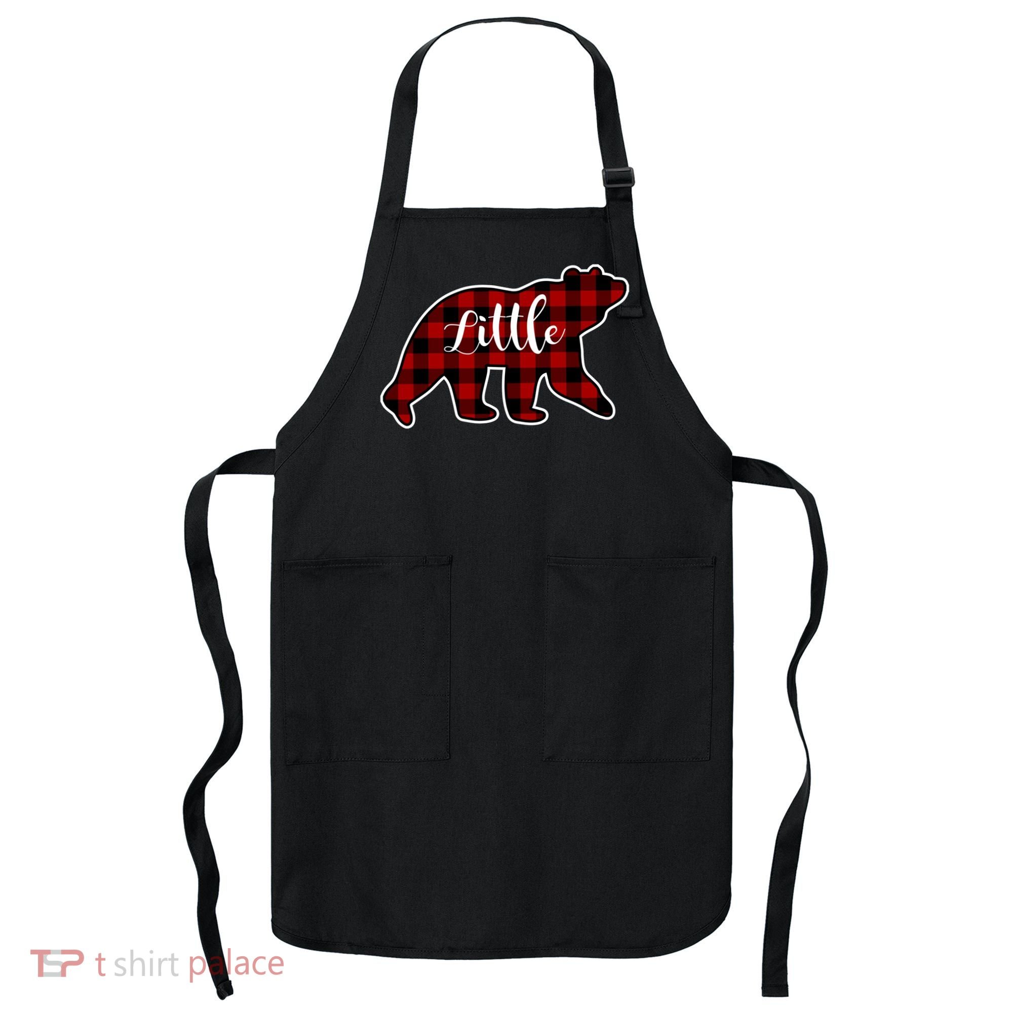 Red Plaid Little Bear Matching Family Group Gift Apron