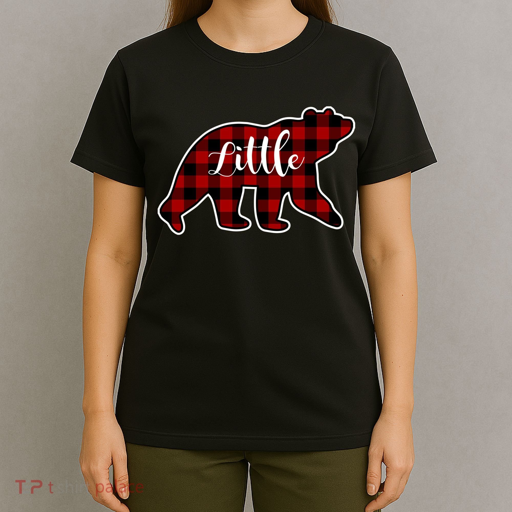 Red Plaid Little Bear Matching Family Group Gift T-Shirt
