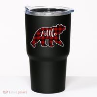 Red Plaid Little Bear Matching Family Group Gift Tumbler thumb 0