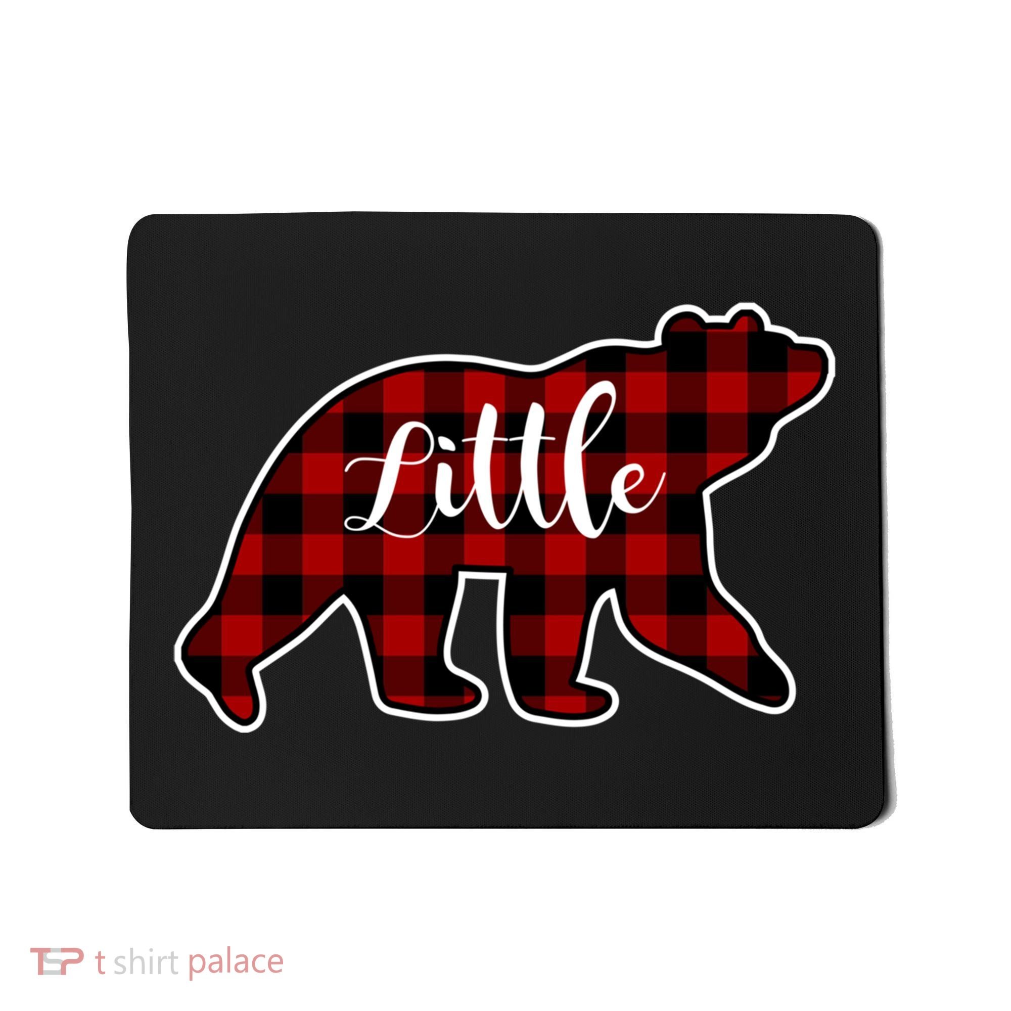 Red Plaid Little Bear Matching Family Group Gift Mousepad