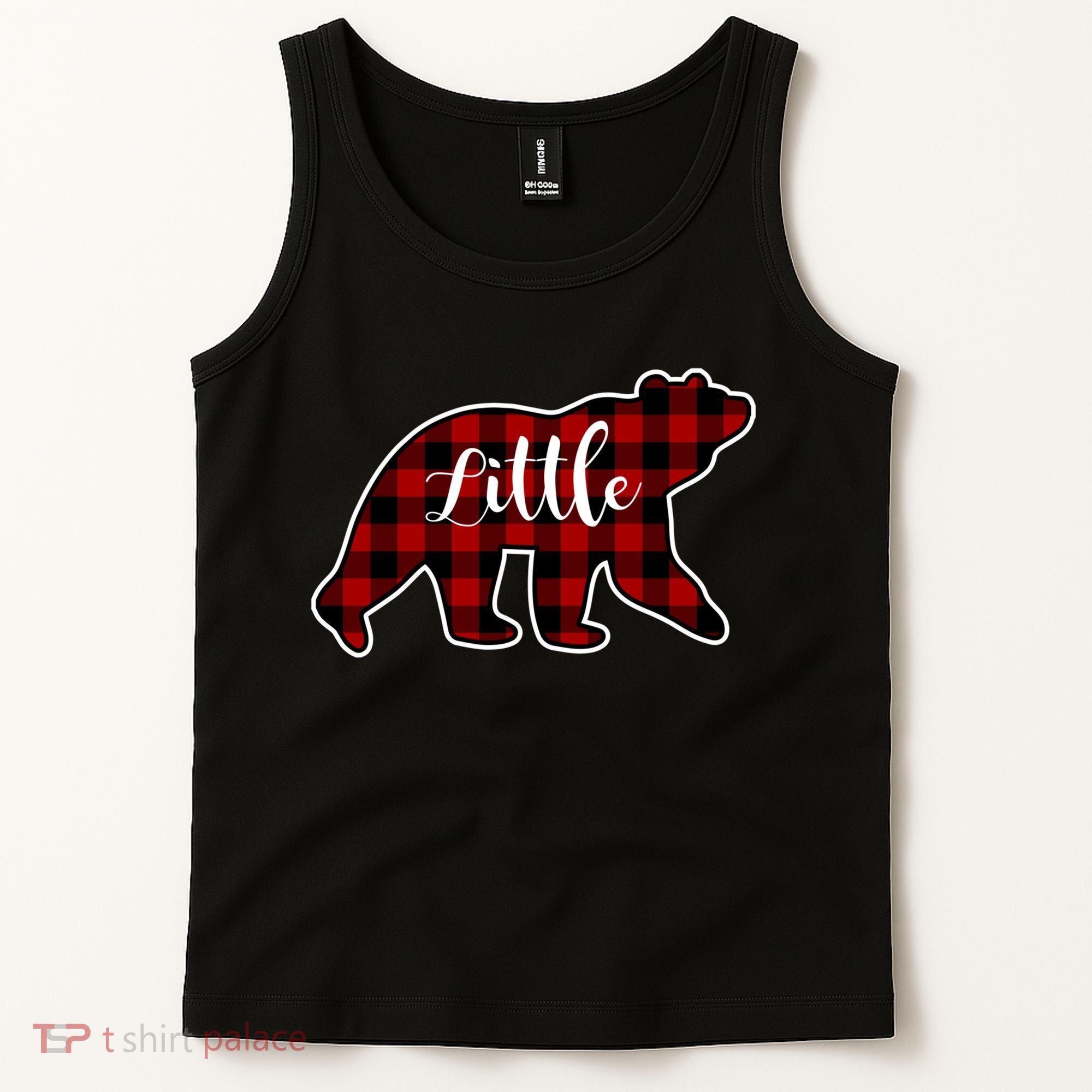 Red Plaid Little Bear Matching Family Group Gift Tank Top