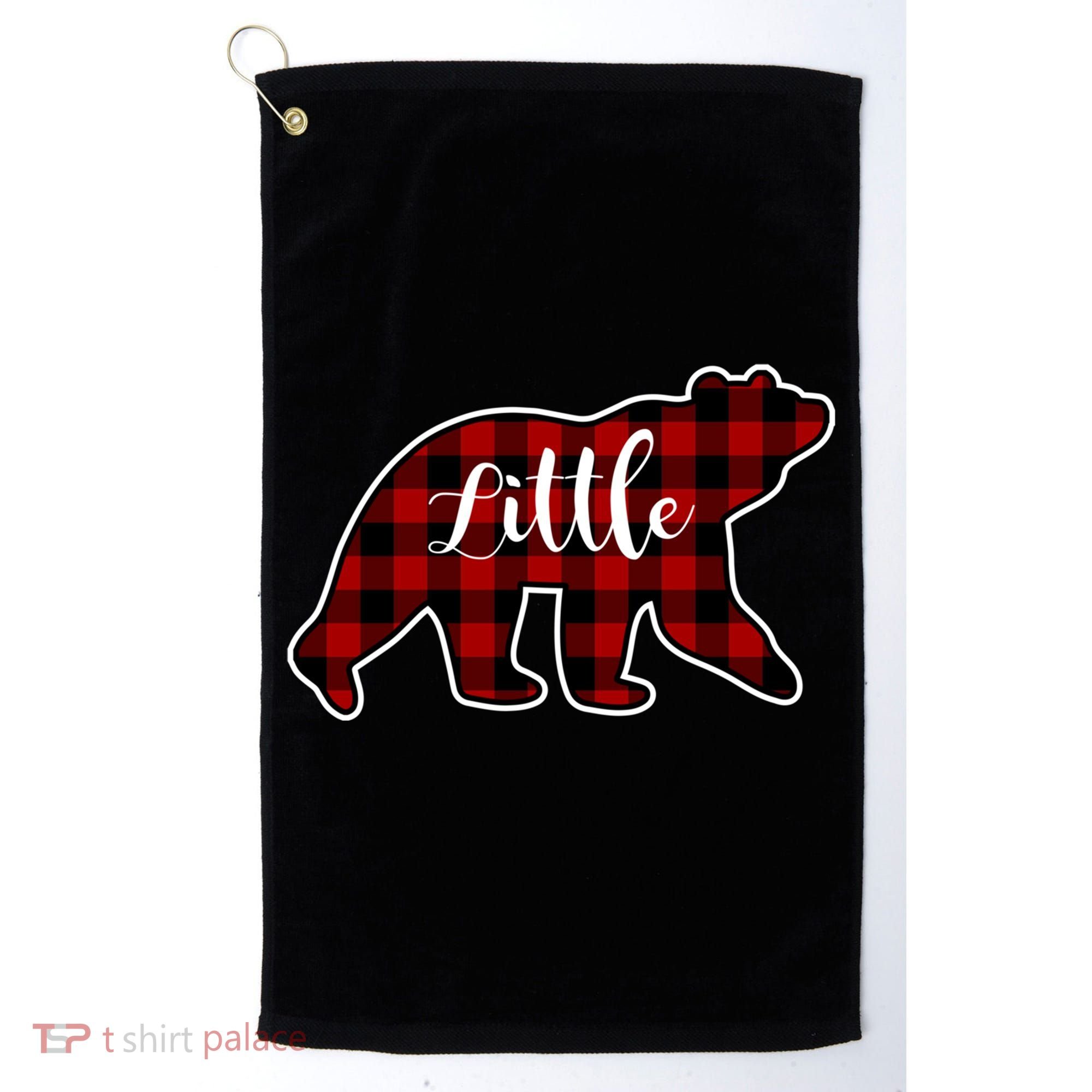 Red Plaid Little Bear Matching Family Group Gift Golf Towel