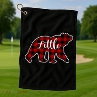 Red Plaid Little Bear Matching Family Group Gift Golf Towel thumb 1