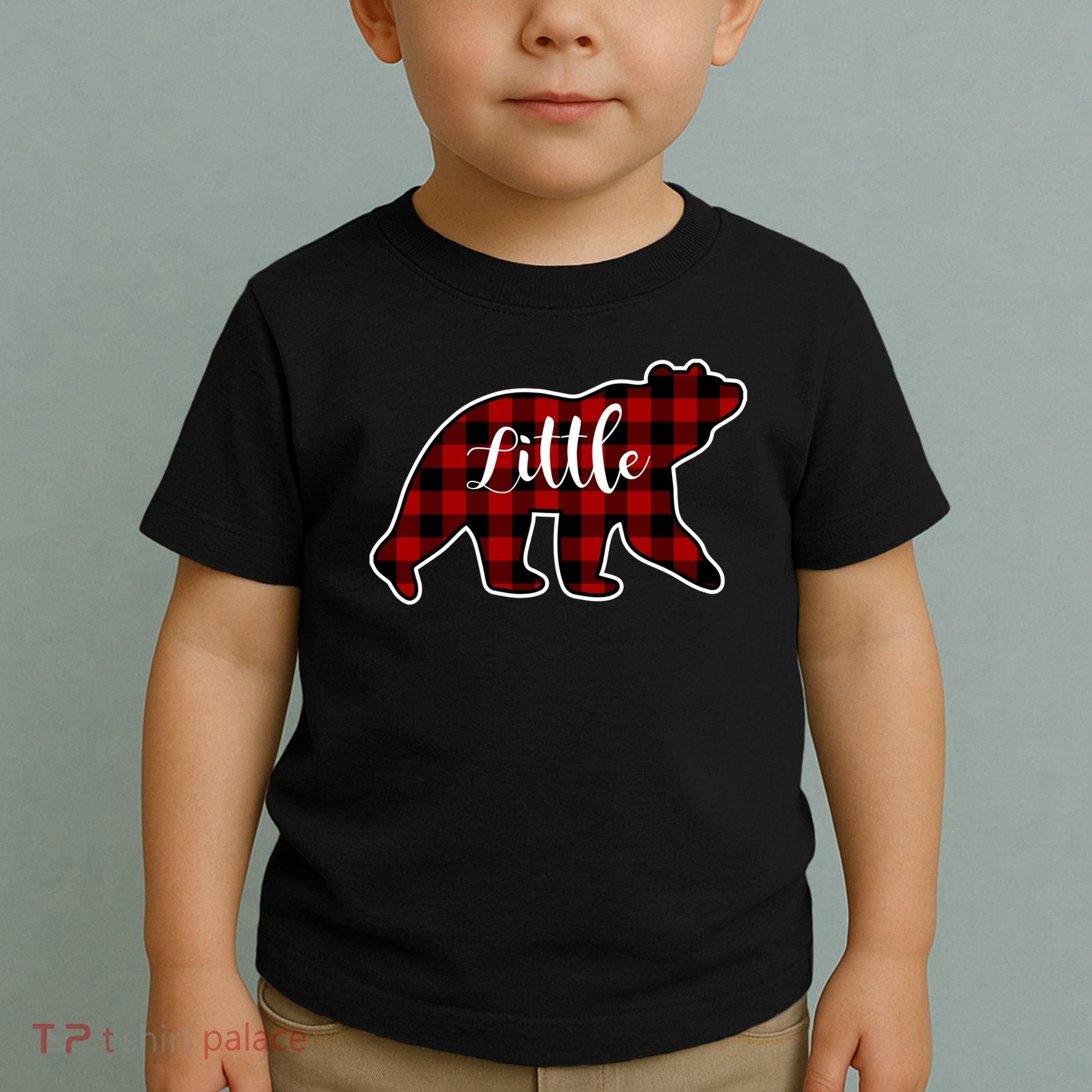 Red Plaid Little Bear Matching Family Group Gift Toddler T-Shirt