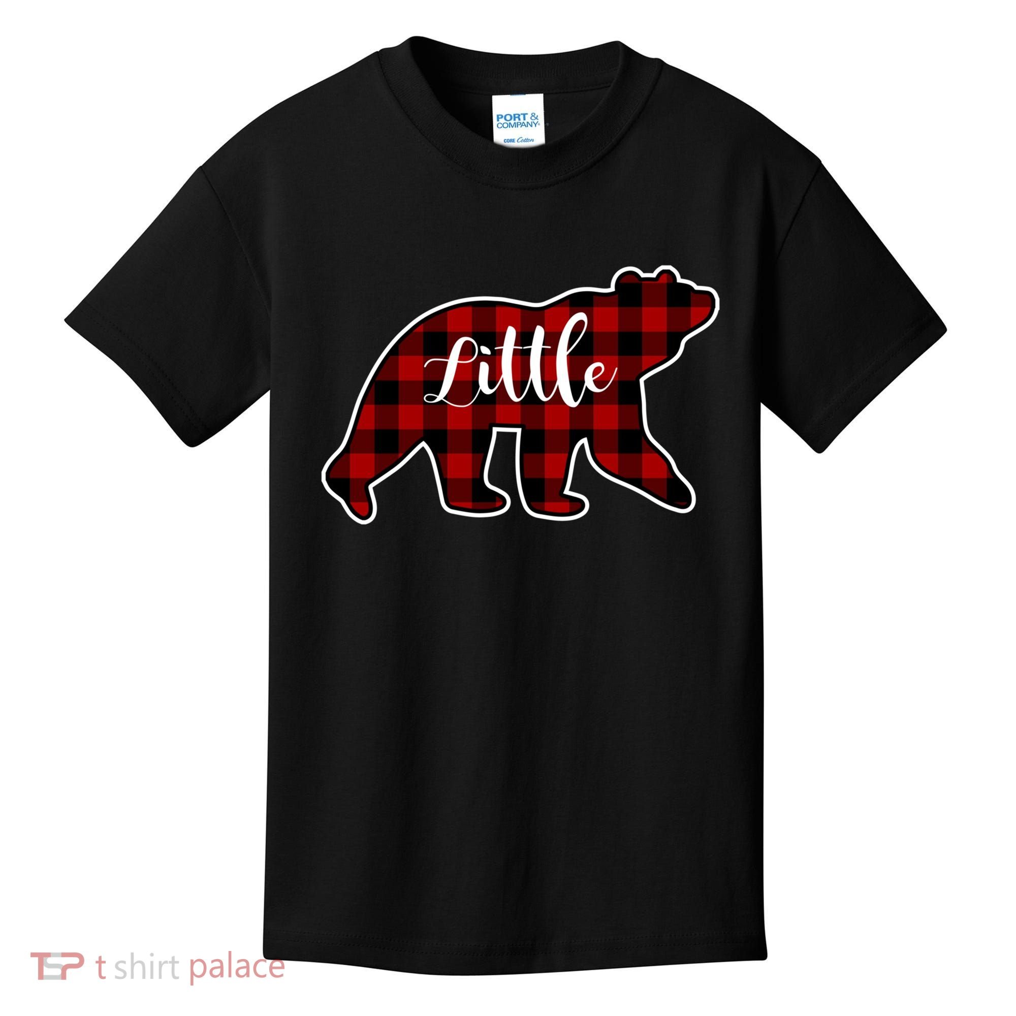 Red Plaid Little Bear Matching Family Group Gift Kids T-Shirt