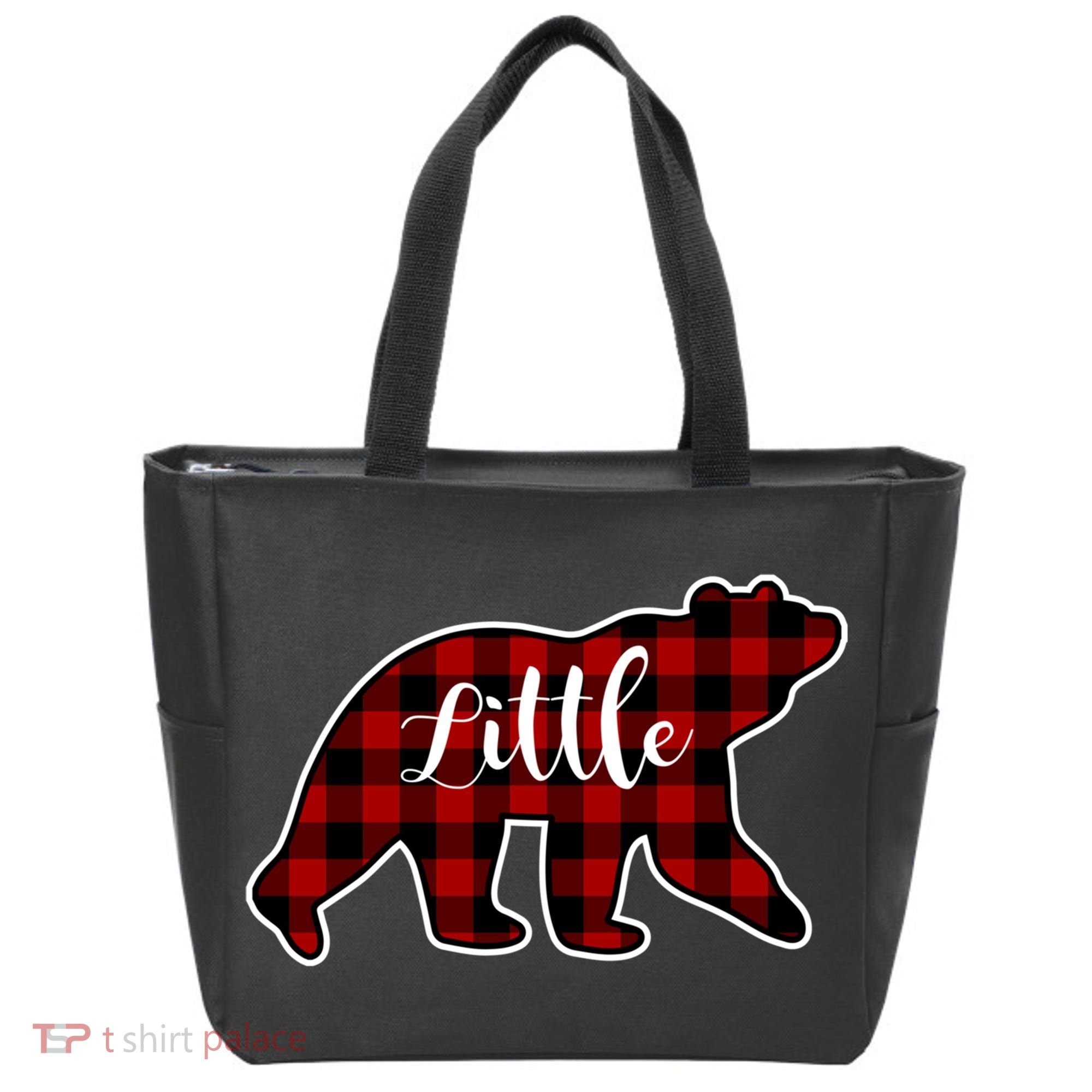 Red Plaid Little Bear Matching Family Group Gift Tote Bag