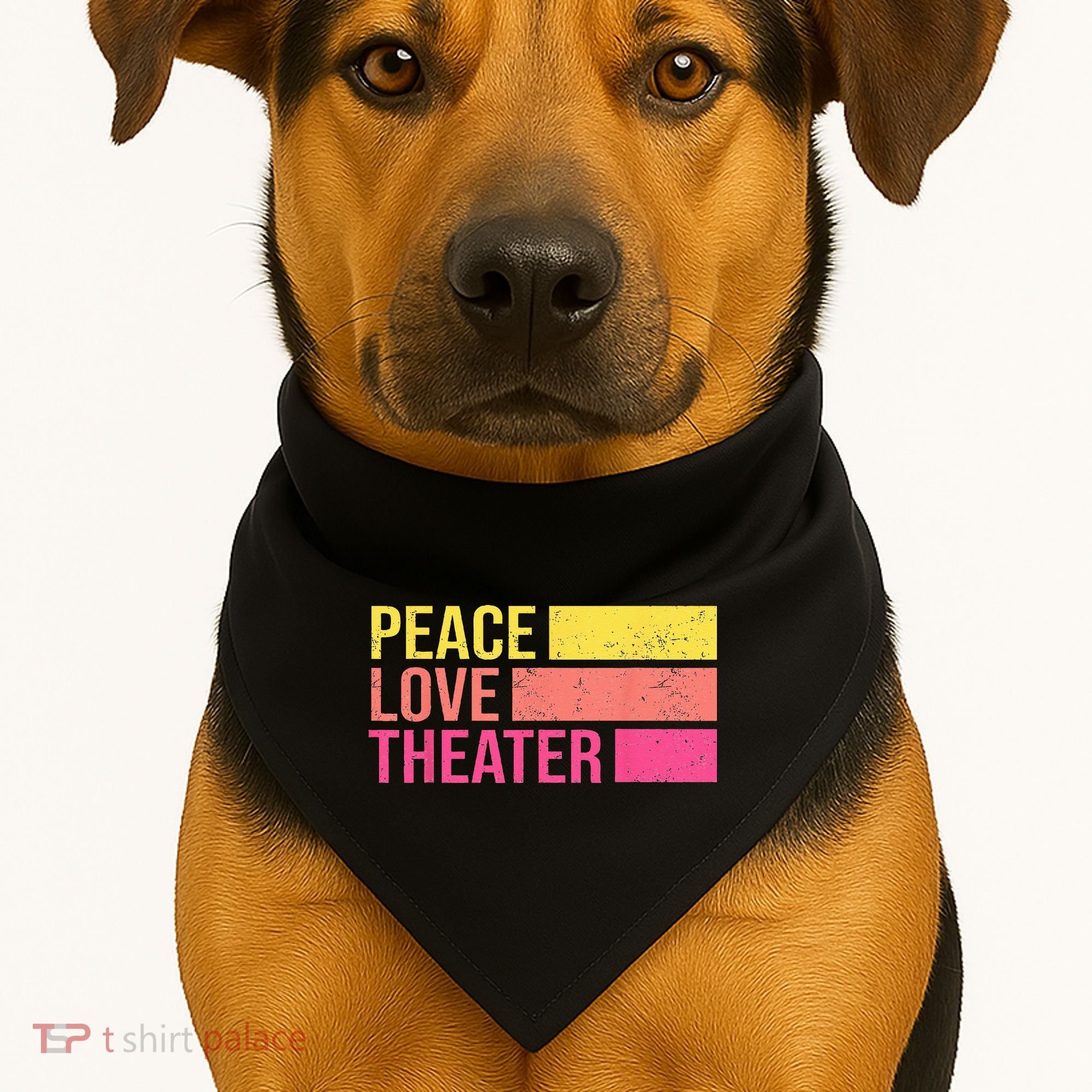 Retro Peace Love Theater For Actor & Actress USA-Made Doggie Bandana