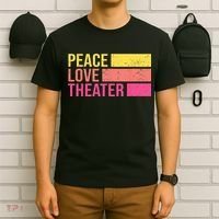 Retro Peace Love Theater For Actor & Actress T-Shirt thumb 6