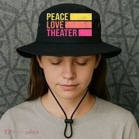 Retro Peace Love Theater For Actor & Actress Bucket Hat thumb 3