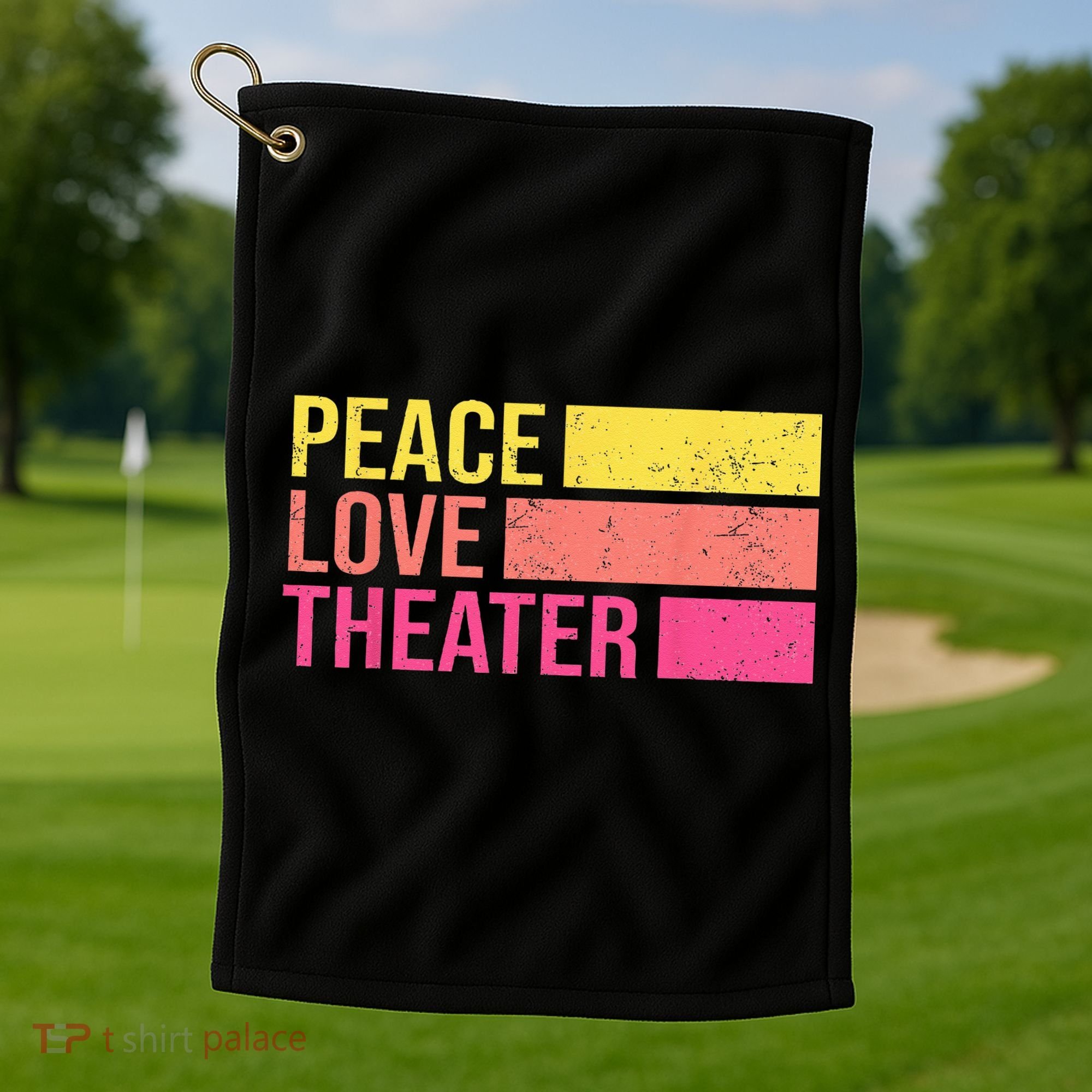 Retro Peace Love Theater For Actor & Actress Golf Towel
