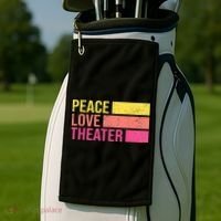 Retro Peace Love Theater For Actor & Actress Golf Towel thumb 2
