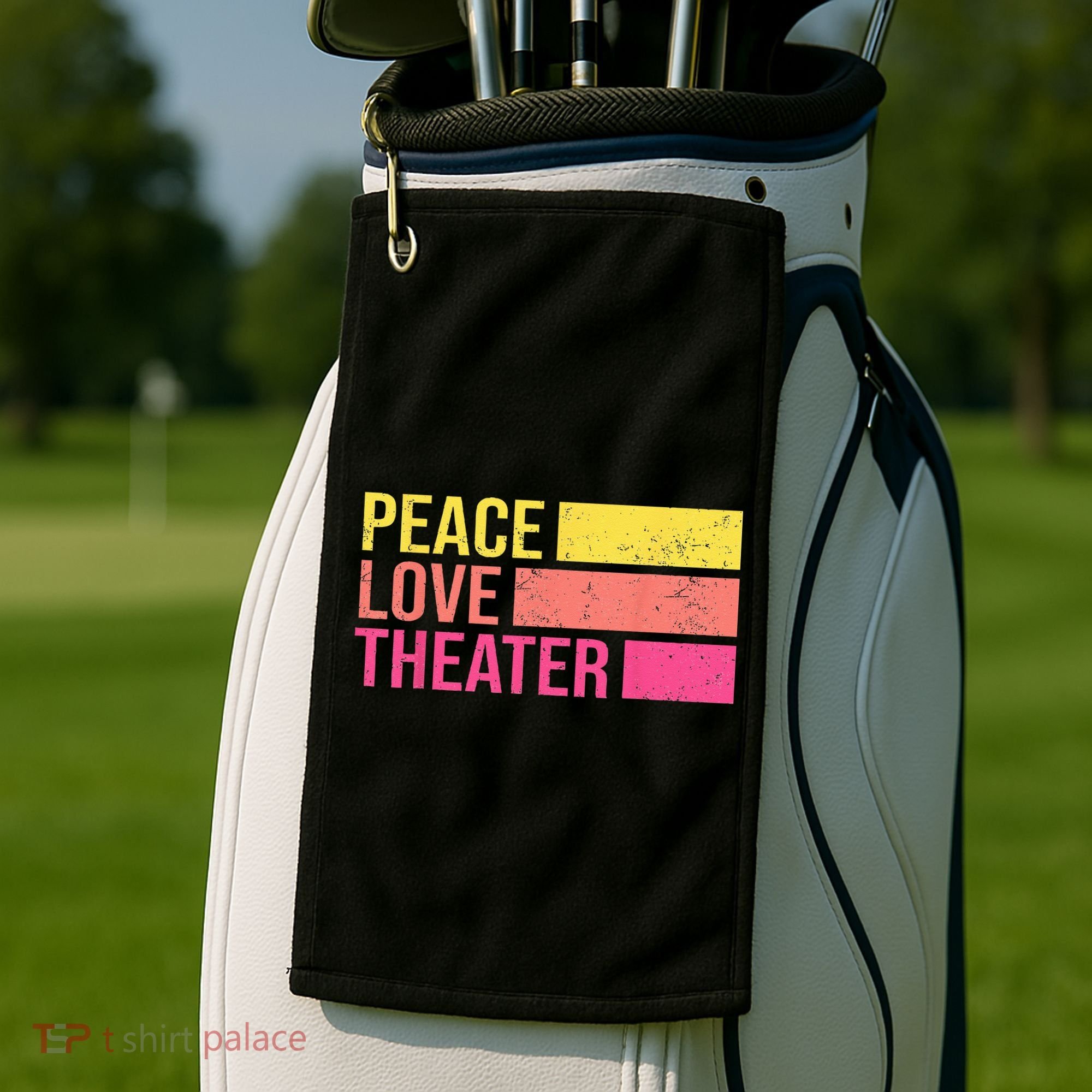 Retro Peace Love Theater For Actor & Actress Golf Towel