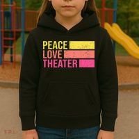 Retro Peace Love Theater For Actor & Actress Kids Hoodie thumb 3