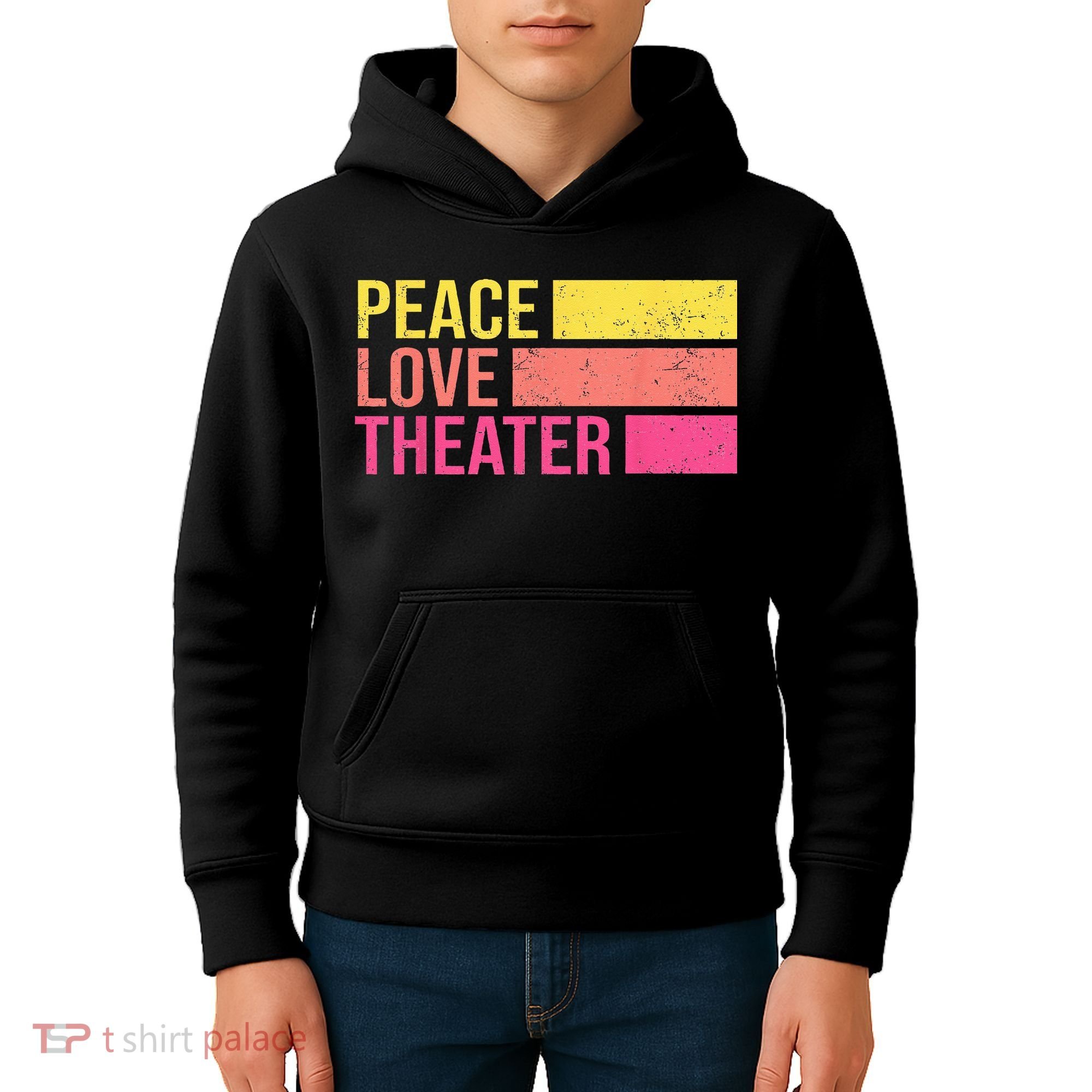 Retro Peace Love Theater For Actor & Actress Kids Hoodie