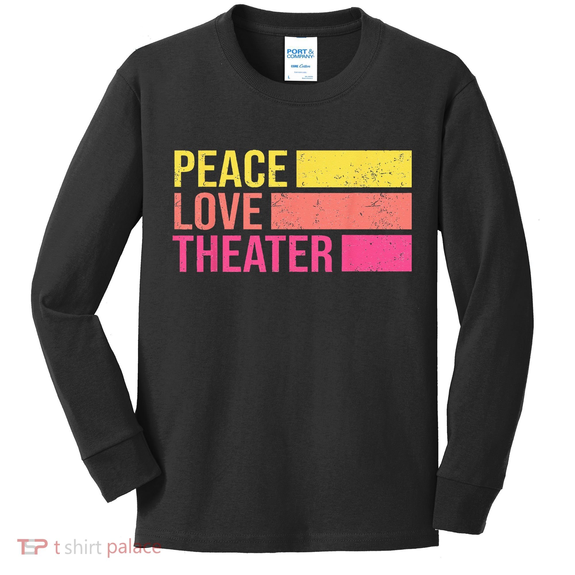 Retro Peace Love Theater For Actor & Actress Kids Long Sleeve Shirt