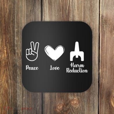 Retro Peace Love Harm Reduction Overdose Awareness Nurse Coaster