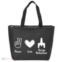 Retro Peace Love Harm Reduction Overdose Awareness Nurse Tote Bag thumb 0