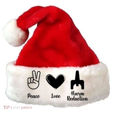 Retro Peace Love Harm Reduction Overdose Awareness Nurse Santa Hat