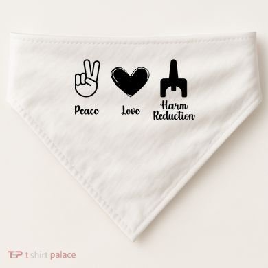 Retro Peace Love Harm Reduction Overdose Awareness Nurse USA-Made Doggie Bandana
