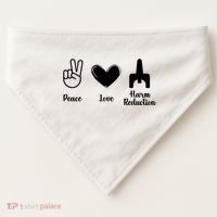 Retro Peace Love Harm Reduction Overdose Awareness Nurse USA-Made Doggie Bandana thumb 0