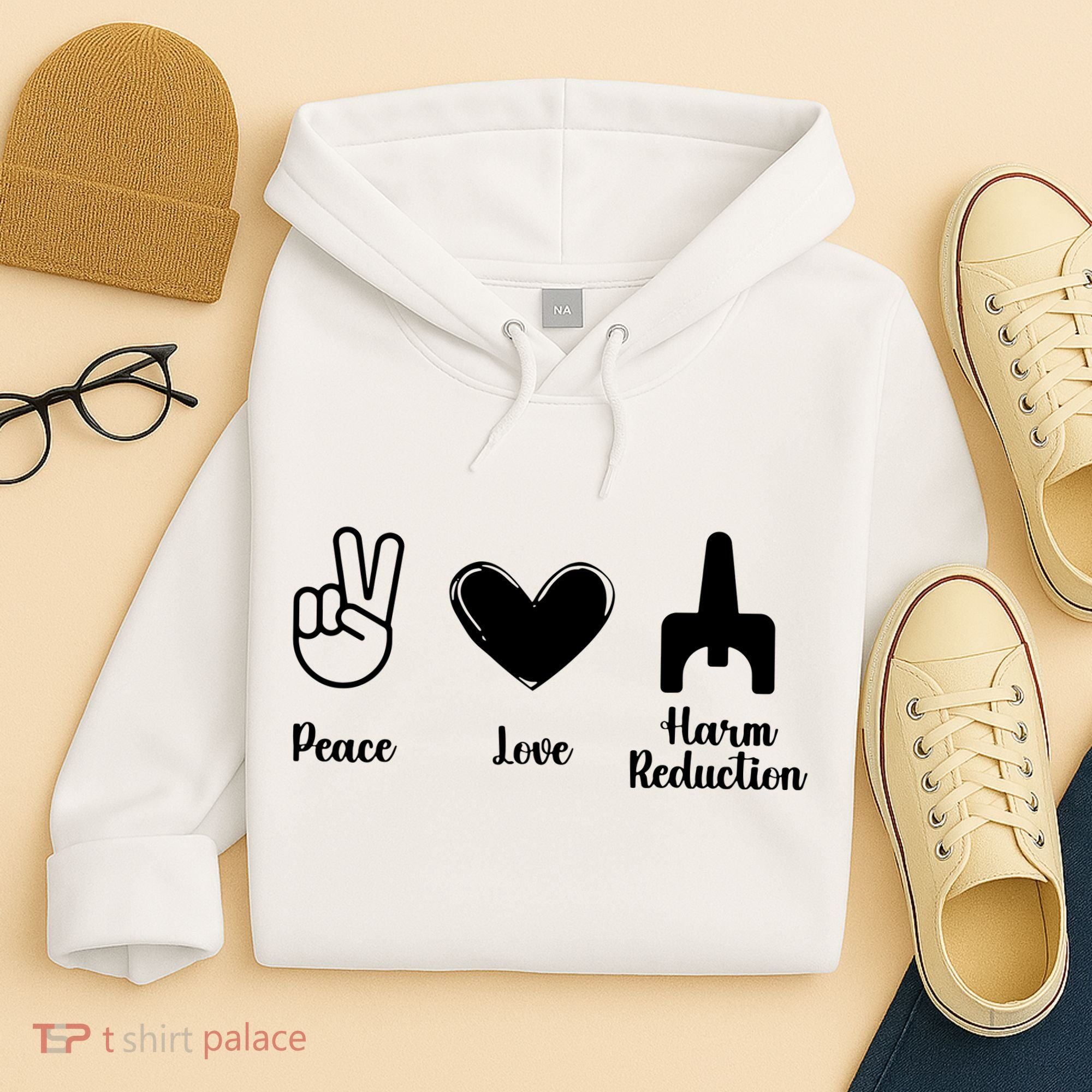 Retro Peace Love Harm Reduction Overdose Awareness Nurse Hoodie