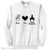 Retro Peace Love Harm Reduction Overdose Awareness Nurse Sweatshirt thumb 0