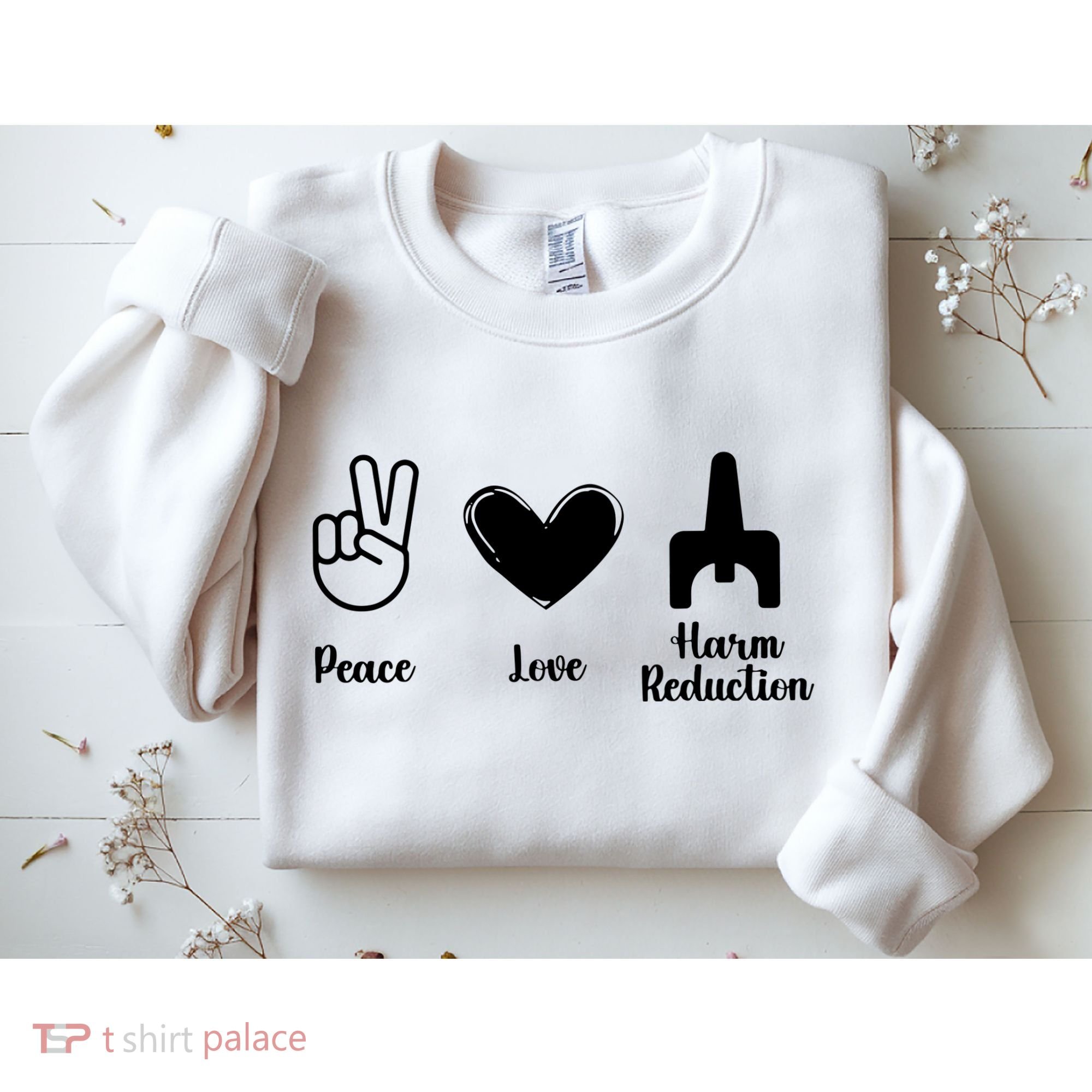 Retro Peace Love Harm Reduction Overdose Awareness Nurse Sweatshirt