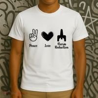 Retro Peace Love Harm Reduction Overdose Awareness Nurse T-Shirt thumb 3