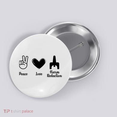 Retro Peace Love Harm Reduction Overdose Awareness Nurse Button