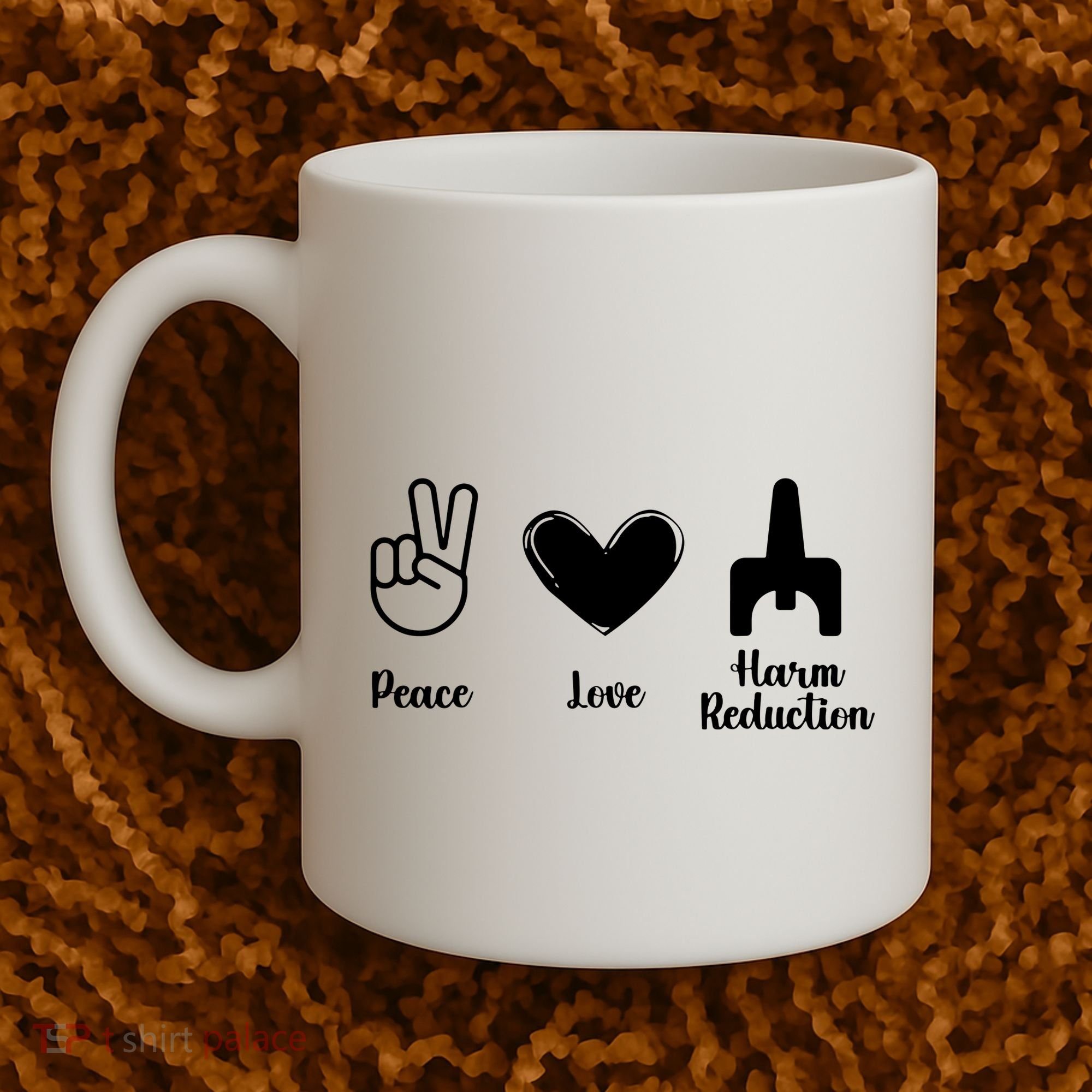 Retro Peace Love Harm Reduction Overdose Awareness Nurse Coffee Mug