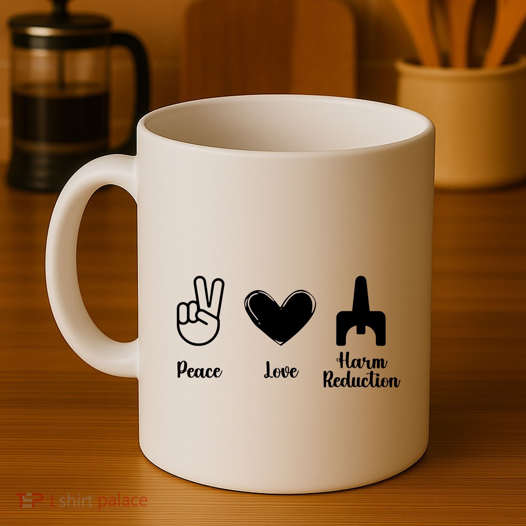Retro Peace Love Harm Reduction Overdose Awareness Nurse Coffee Mug