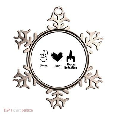 Retro Peace Love Harm Reduction Overdose Awareness Nurse Ornament